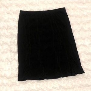 Susan Graver Solid Liquid Knit Skirt with Elastic Waist Sz L Black